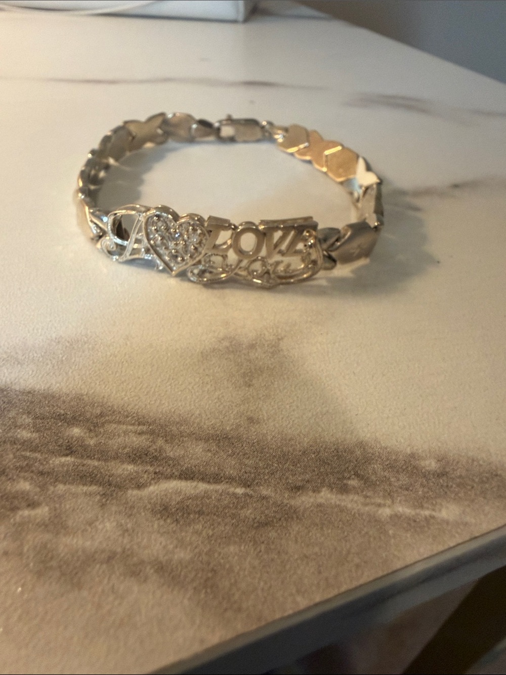 9.25 SterlingSilver I‎ Love you Heart with crystals Link Bracelet View 3